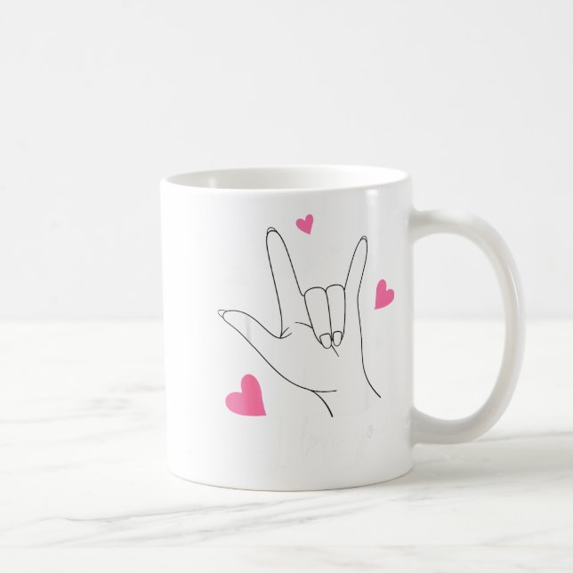 Taza De Café Funny Valentines Day Heart I Love You Hand Sign La (Derecha)