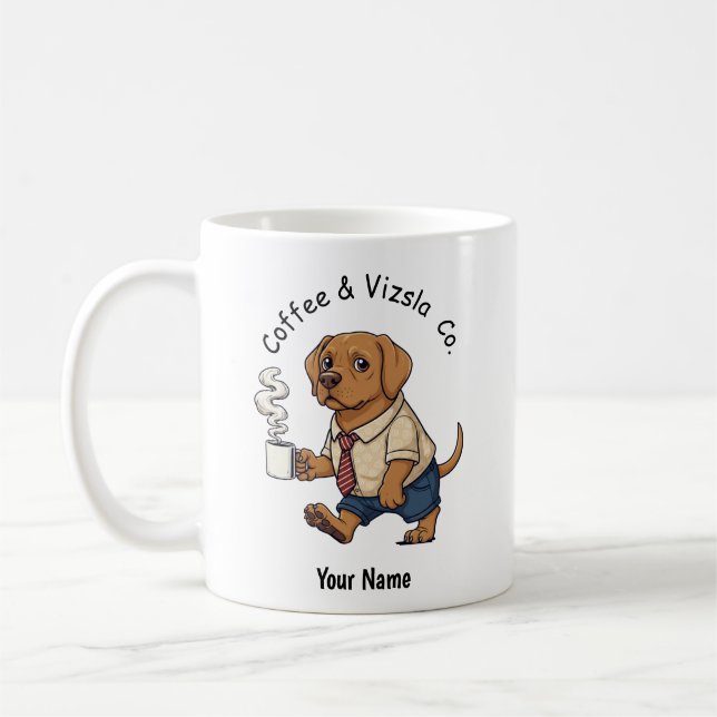 Taza De Café Funny Vizsla Dog Business Suit Coffee  (Izquierda)