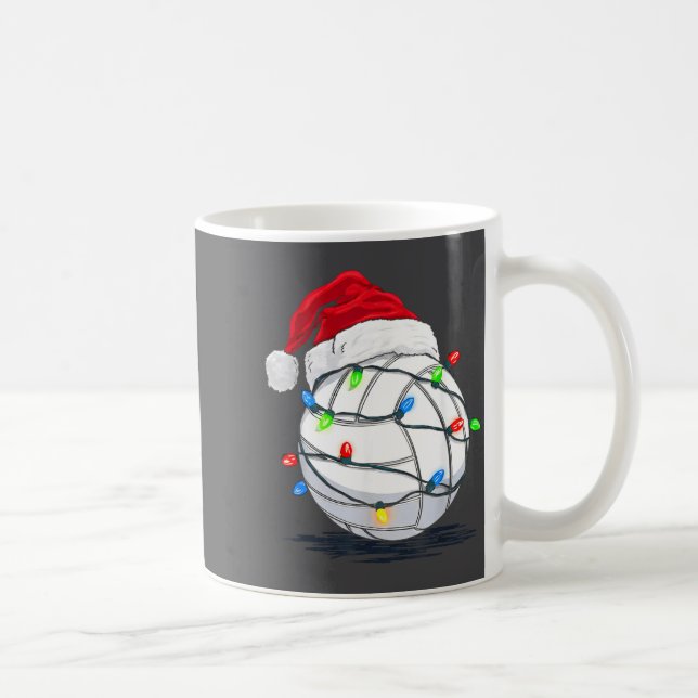 Taza De Café Funny Volleyball Ball Christmas Graphics Lights Lo (Derecha)