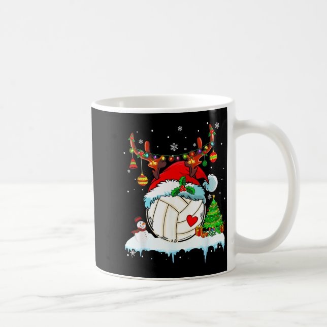 Taza De Café Funny Volleyball Christmas Reindeer Santa Hat Ligh (Derecha)
