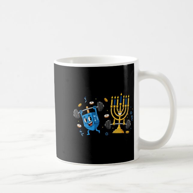 Taza De Café Funny Weightlifting Gym Dreidel Menorah Hanukkah W (Derecha)