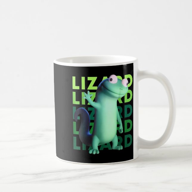 Taza De Café Funny Weirore Lizard Meme _ 3d Surreal Animal  (Derecha)