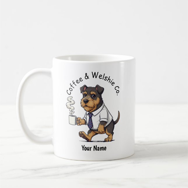 Taza De Café Funny Welsh Terrier Dog Business Suit Coffee  (Izquierda)