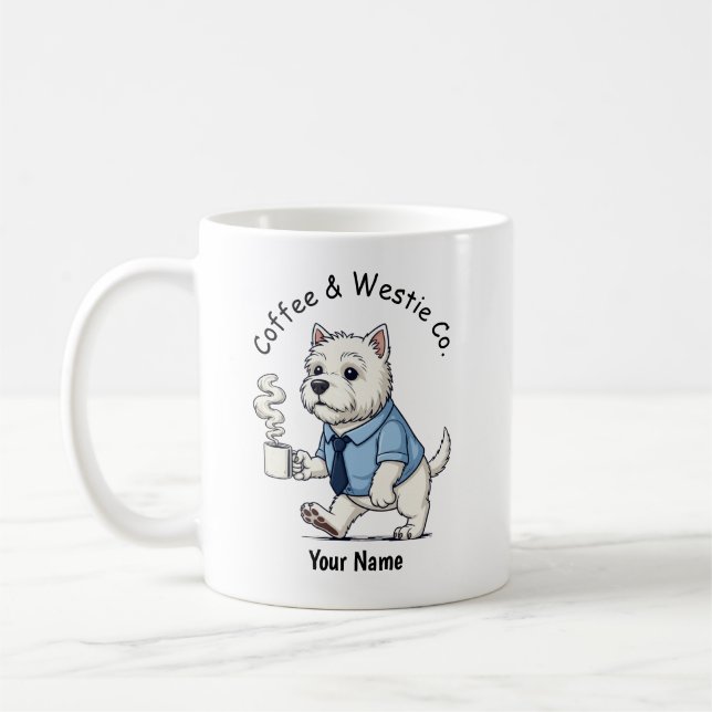 Taza De Café Funny West Highland Whit Dog Business Suit Coffee  (Izquierda)