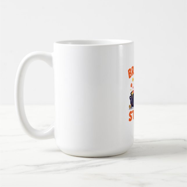 Taza De Café Funny Witch Yoga Design – "Brew & Stretch" Cartoon (Izquierda)