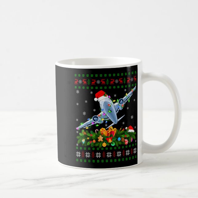 Taza De Café Funny Xmas Lighting Tree Santa Ugly Airplane Chris (Derecha)