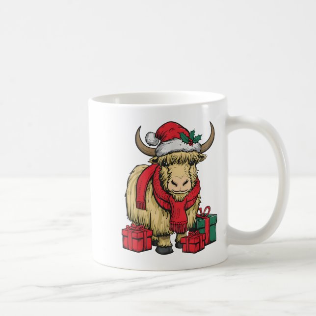 Taza De Café Funny Yak Lover Navidades de Navidad en Santa Yak (Derecha)