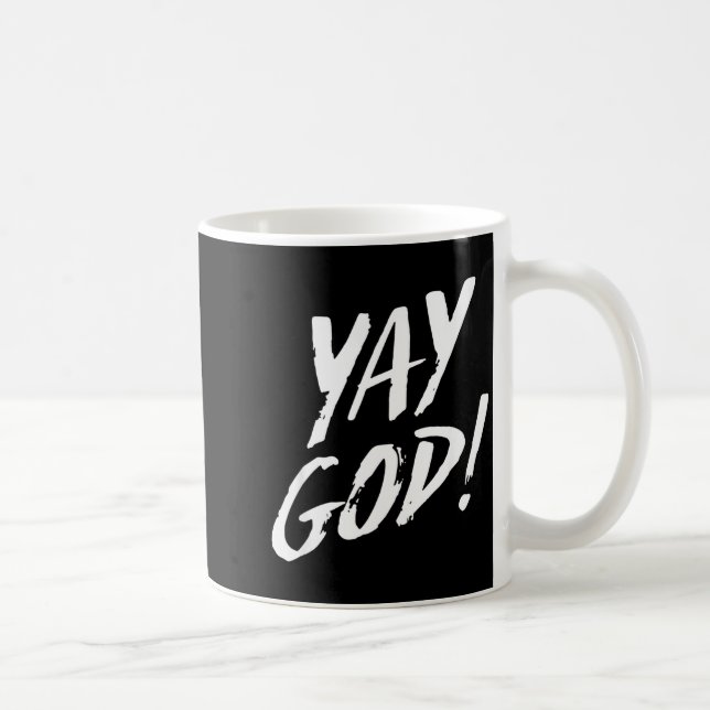 Taza De Café Funny Yay God Graphic Jesus Christian Religion Gif (Derecha)