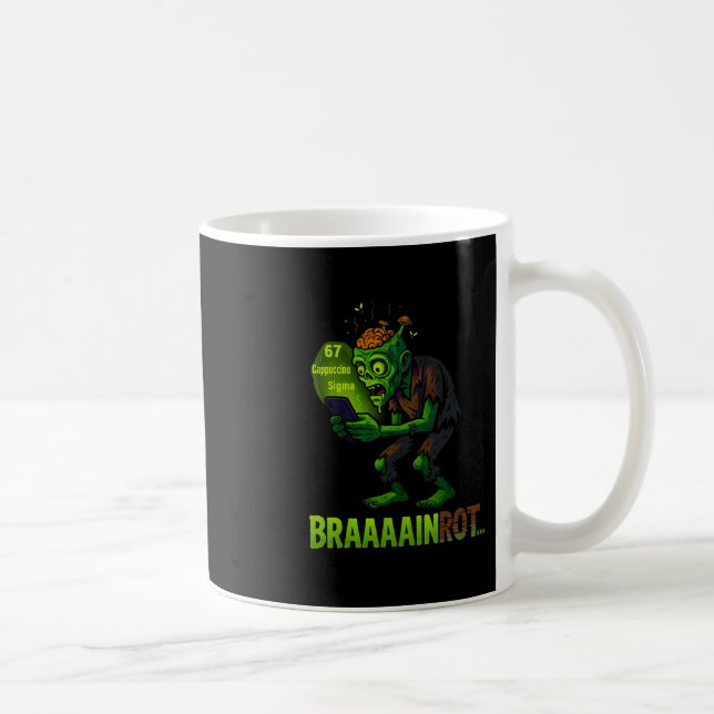 Taza De Café Funny Zombie Brainrot Meme 6 7 Halloween Boys Kids (Derecha)
