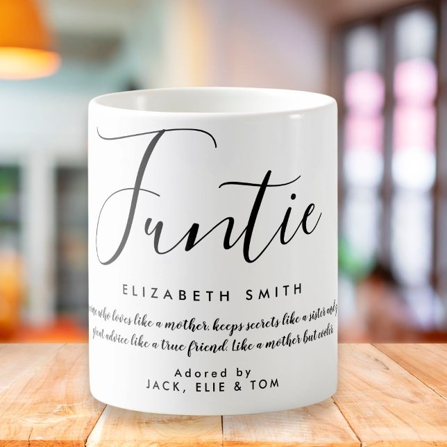 Taza De Café Funtie Girly Script Fun Auntie Cita (Subido por el creador)