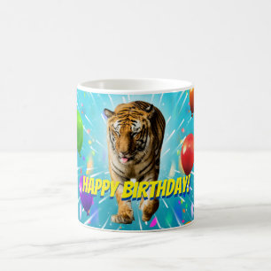 Taza De Café Funy Tiger Fiesta Balloon Explosion Cumpleaños