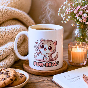 Taza De Café Fur-Real Kawaii Gatito 