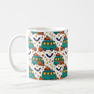 Taza De Café Furgoneta de calabaza de otoño patrón de Halloween