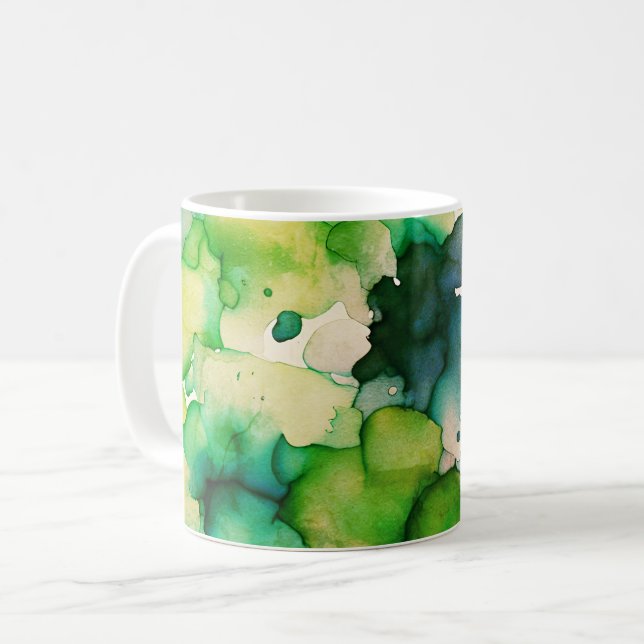 Taza De Café Fusión de acuarela verde (Anverso izquierdo)