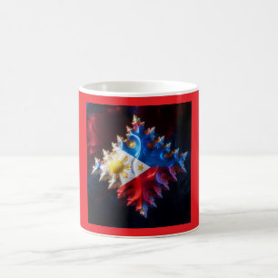Taza De Café Fusión De La Bandera Filipina Y Mandelbrot Fractal