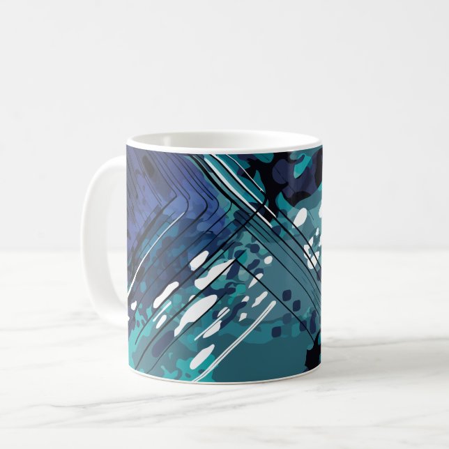 Taza De Café Fusión geométrica oceánica (Anverso izquierdo)