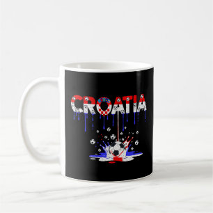 Taza De Café Fútbol Americano con Bandera de Croacia Goteante