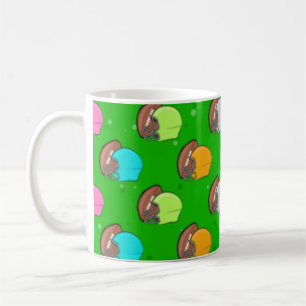 Taza De Café Fútbol Americano - Patrón Colorido de Casco y Pelo