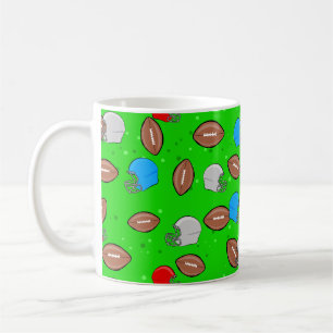Taza De Café Fútbol Americano - Patrón continuo de casco y baló