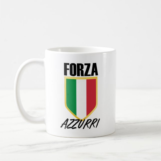 Taza De Café Fútbol Bandera de Forza Azzurri (Izquierda)