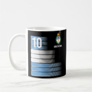 Taza De Café Fútbol con bandera número 10 de Argentina