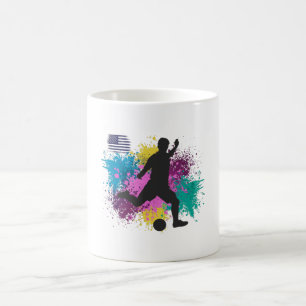 Taza De Café Fútbol de fútbol Estados Unidos Grungy Color Splas