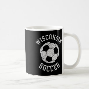 Taza De Café Fútbol de Wisconsin Retro Distorsionado Vintage 90