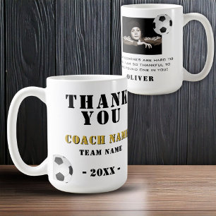 Taza De Café Fútbol Deporte Foto Gracias Entrenador 