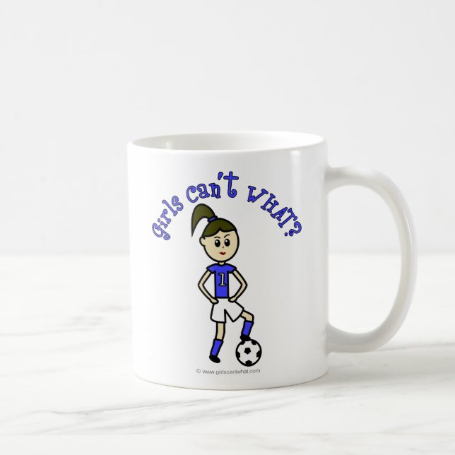 Taza De Café Fútbol femenino ligero en uniforme azul (Derecha)