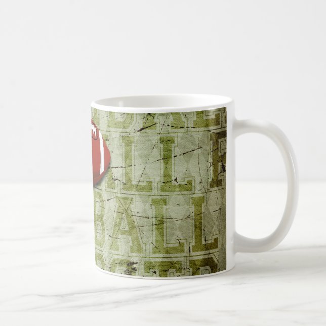 Taza De Café Fútbol Grunge Verde Funky (Derecha)