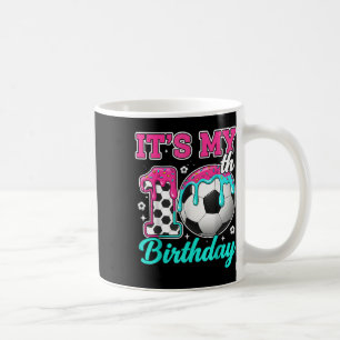 Taza De Café Fútbol helado de 10 años goteo juventud cumpleaños