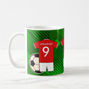 Taza De Café Fútbol personalizado Jersey rojo y blanco