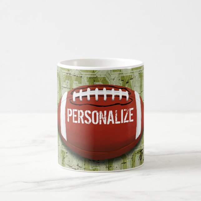 Taza De Café Fútbol verde enrrollado personalizado del Grunge (Centro)