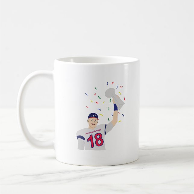 Taza De Café Futbolista americano alzando el trofeo (Izquierda)