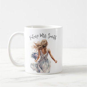 Taza De Café Futura Sra. Arte de acuarela de novia hermosa