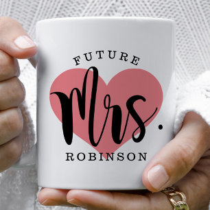 Taza De Café Futura Sra Coral Heart Monograma Personalizado de