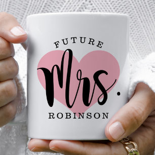 Taza De Café Futura Sra Corazón Rosa Monograma Personalizado de