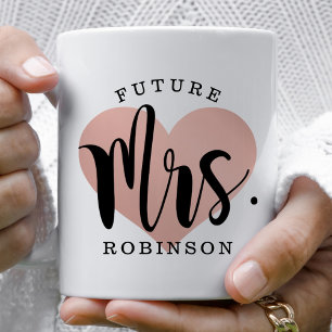 Taza De Café Futura Sra. Monograma personalizado de boda con co