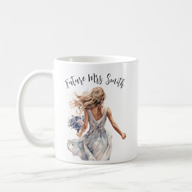 Taza De Café Futura Sra. Novia hermosa arte acuarela (Izquierda)