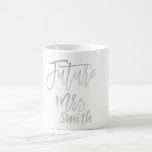 Taza De Café FUTURA SRA. Silver Modern Script Nombre Personaliz