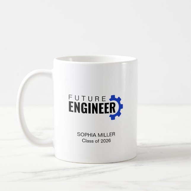 Taza De Café Future Engineer Personalized Graduation (Izquierda)