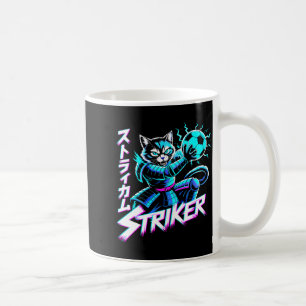 Taza De Café Futurista Gato Neon Delantero Fútbol Cyberpunk Afi