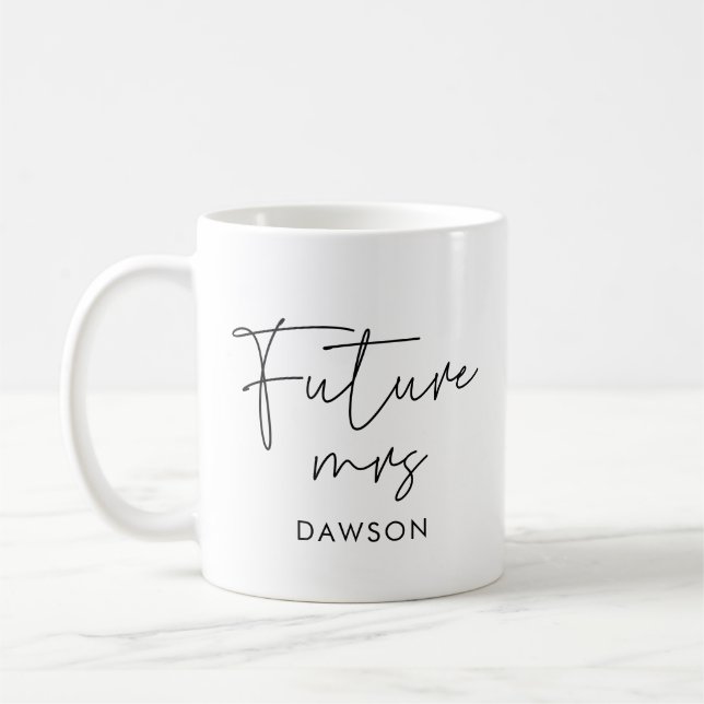 Taza De Café Futurista moderna Sra personalizada minimalista (Izquierda)