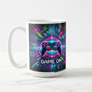Taza De Café "Futurista obra de arte de juego neón-ciberpunk