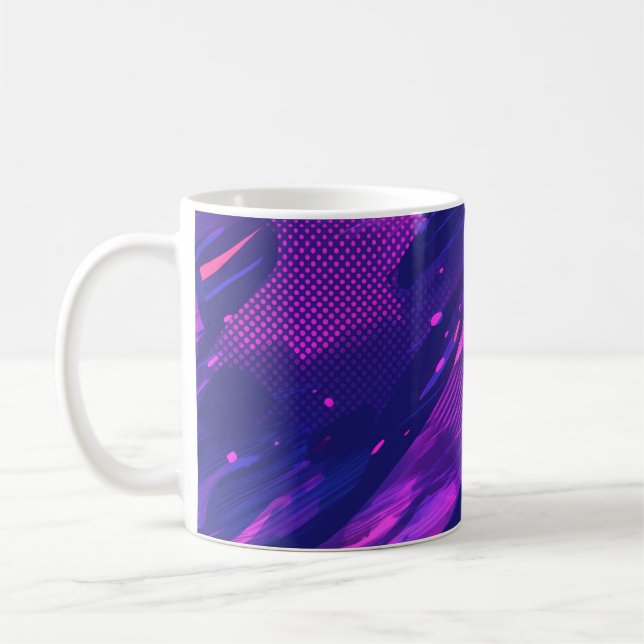 Taza De Café 🎨 Futuristic Abstract Purple & Blue Pattern - Bol (Izquierda)