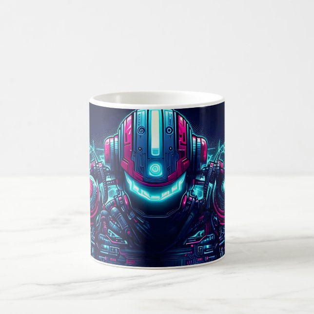 Taza De Café Futuristic Cyberpunk Robot Neon Food Ramen (Centro)