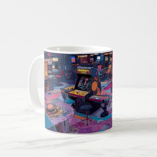 Taza De Café Futuristic Retro Arcade in Outer Space (Anverso izquierdo)