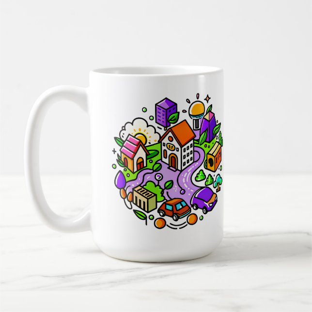 Taza De Café Futuristic Ride: Psychedelic Car Journey (Izquierda)