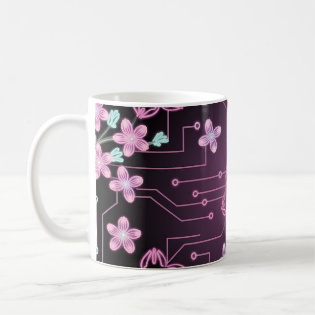 Taza De Café Futuristische Sakura-Blumenlandschaft (Izquierda)