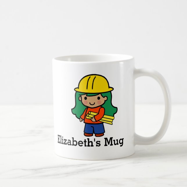 Taza De Café Futuro arquitecto/ingeniero Chica en Gorra duro (Derecha)